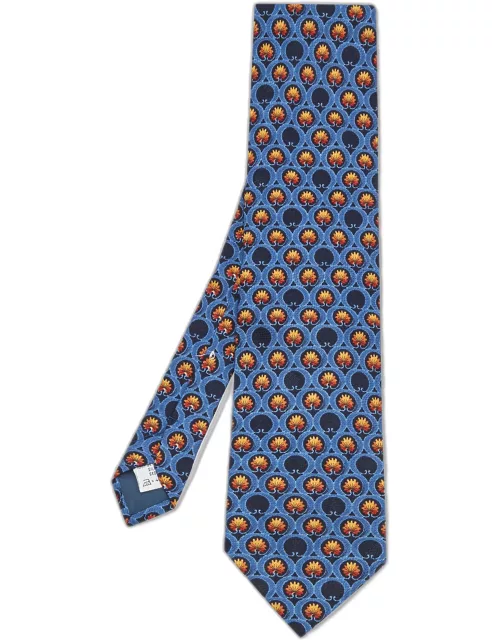 Givenchy Blue Floral Print Silk Tie