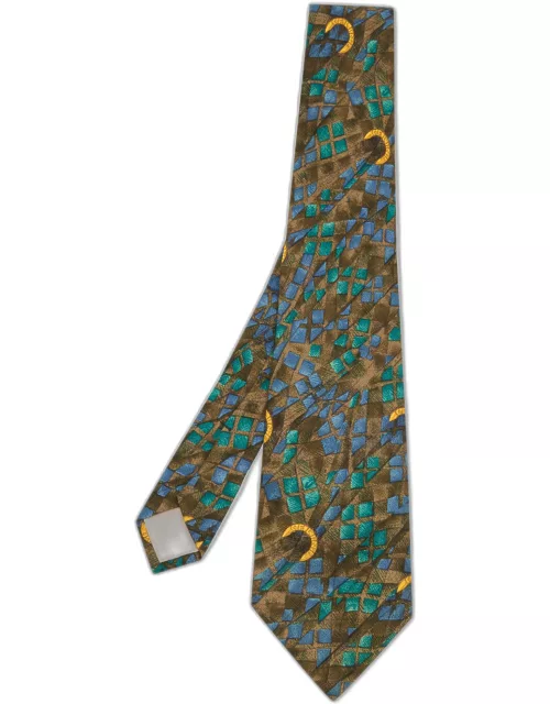 Celine Vintage Multicolor Printed Silk Tie