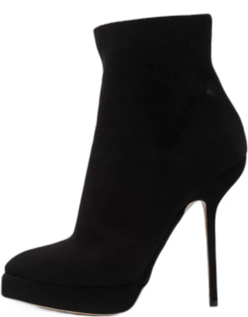 Dior Black Suede Square Platform Ankle Bootie