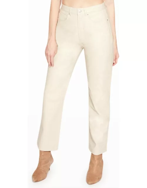 Faux Leather Straight Cropped Pant