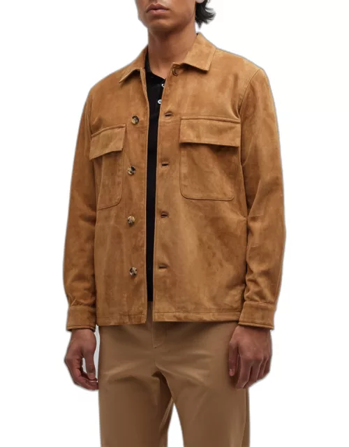 Men's Suede Leather Shirt Jacket