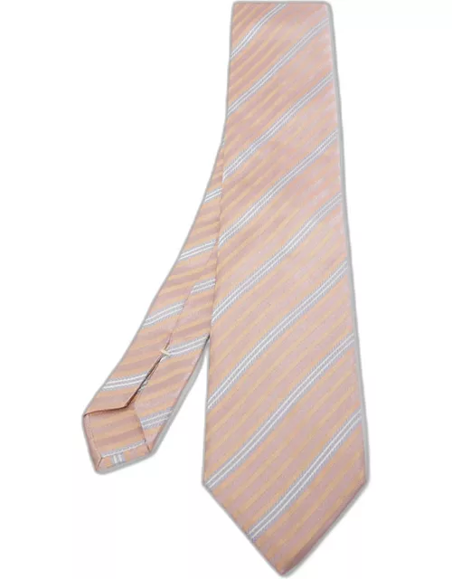 Ermenegildo Zegna Pink Patterned Silk Jacquard Tie