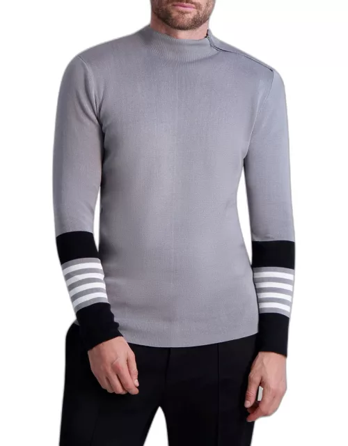 Men's Colorblock Mock-Neck Zip Sweater