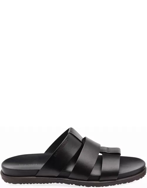 Men's Empoli Three-Strap Leather Slide Sandal