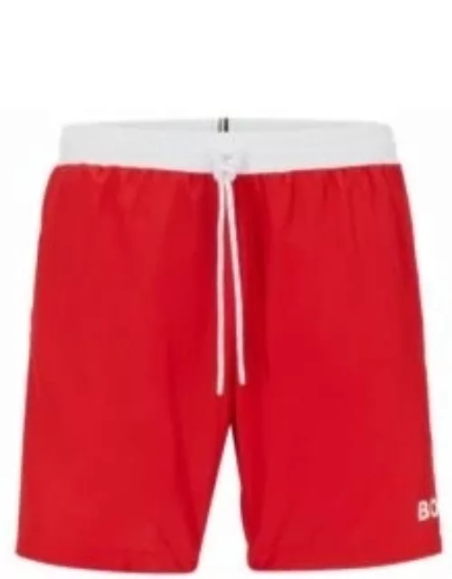 Contrast-logo swim shorts- Light Red Men's Swim Short