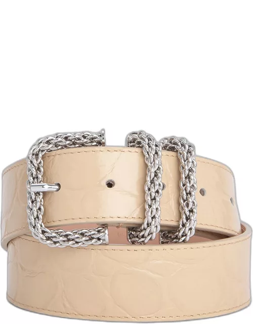 Katina Maci Croc-Embossed Leather Belt