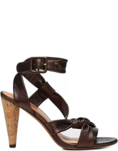 Celyn Leather Knot Ankle-Strap Sandal