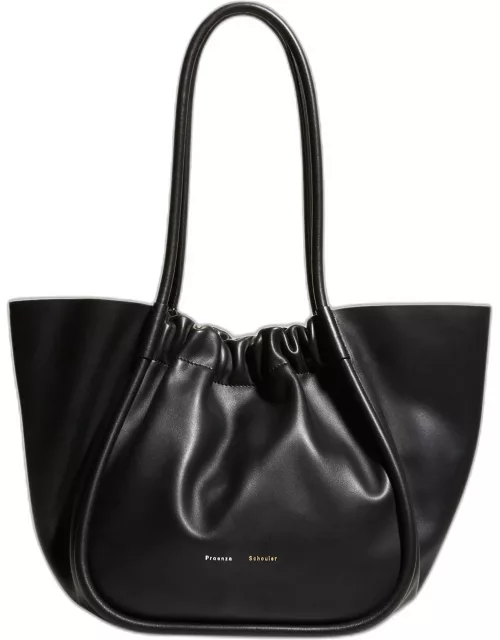 Large Ruched Smooth Leather Tote Bag
