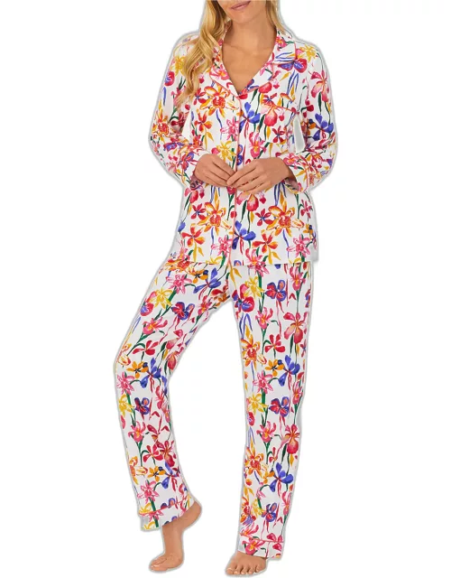 Long Floral-Print Pajama Set