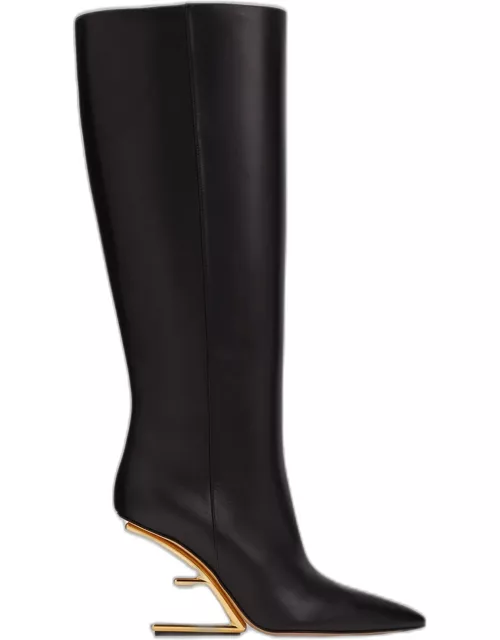 Calfskin F-Heel Tall Boot