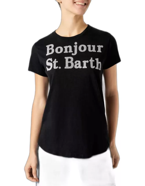 MC2 Saint Barth Woman T-shirt With Bonjour St. Barth Lettering