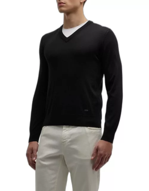 Men's V-Neck Cashmere-Silk Sweater