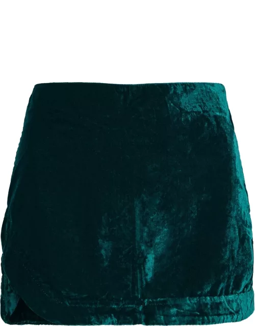 Free People Annalise Velvet Mini Skirt - Teal
