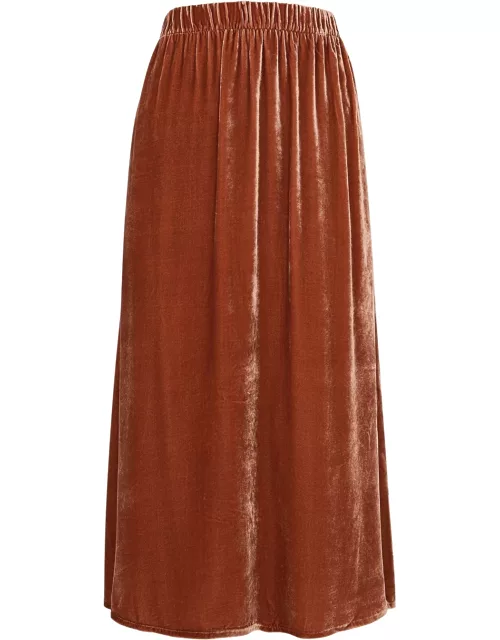 Eileen Fisher Velvet Midi Skirt - Copper