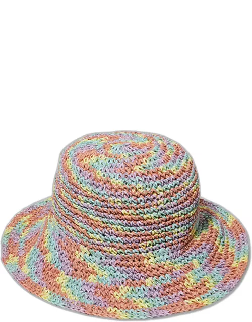 Rainbow Raffia Bucket Hat