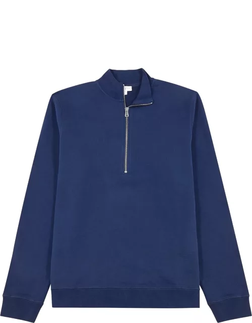 Sunspel Half-zip Cotton Sweatshirt - Dark Blue