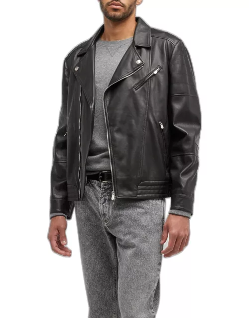 Men's Asymmetric Leather Motorcycle Jacket