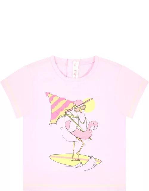 Billieblush T-shirt Rose Pour Bébé Fille Avec Flamant