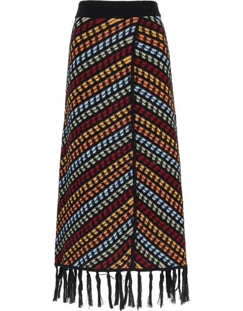 Dodo Bar OR Jones Stripe-intarsia Cotton Wrap Skirt - Blue