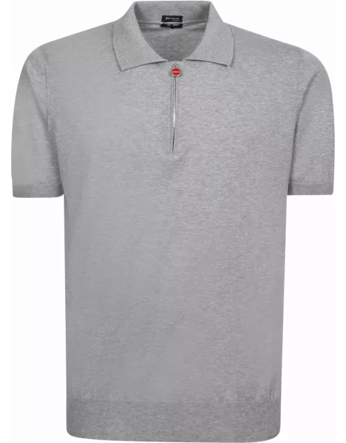 Kiton Zip-up Grey Polo Shirt