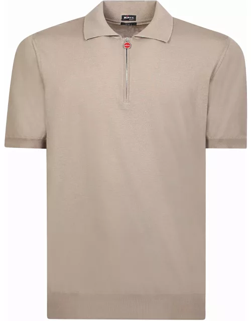 Kiton Zip-up Brown Polo Shirt