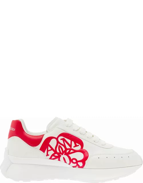 Alexander McQueen White sprint Sneakers With Contrast Branded Heel In Calf Leather Man
