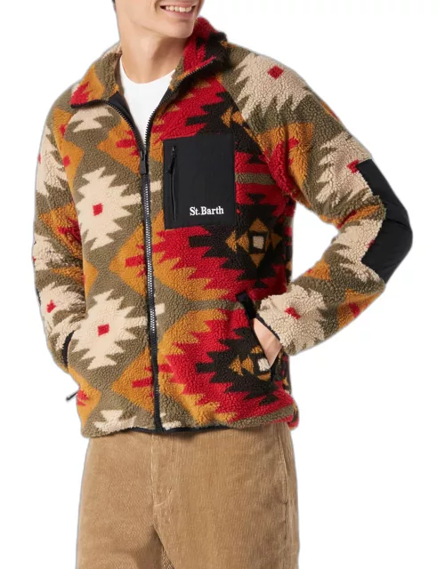 MC2 Saint Barth Man Sherpa Jacket With Pattern