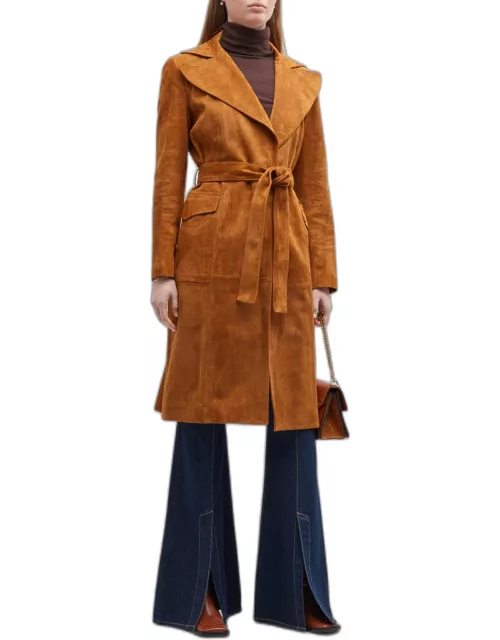 Ry Belted Suede Wrap Coat