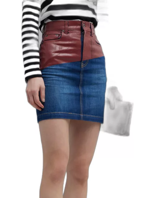 Lacquer Print Mini Denim Skirt