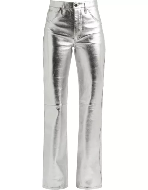 Dodo Bar OR Jackson Metallic Leather Trousers - Silver
