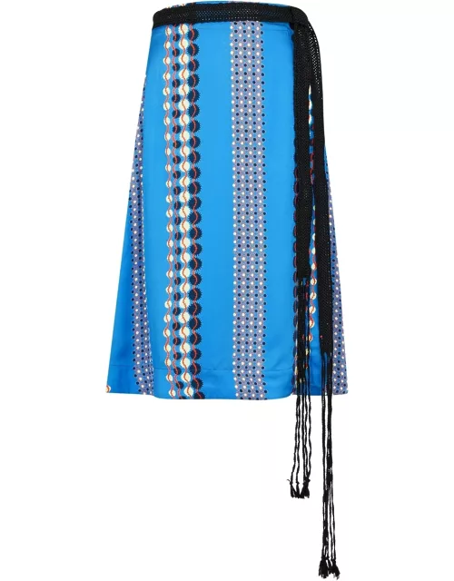 Wales Bonner Printed Satin Wrap Skirt - Blue