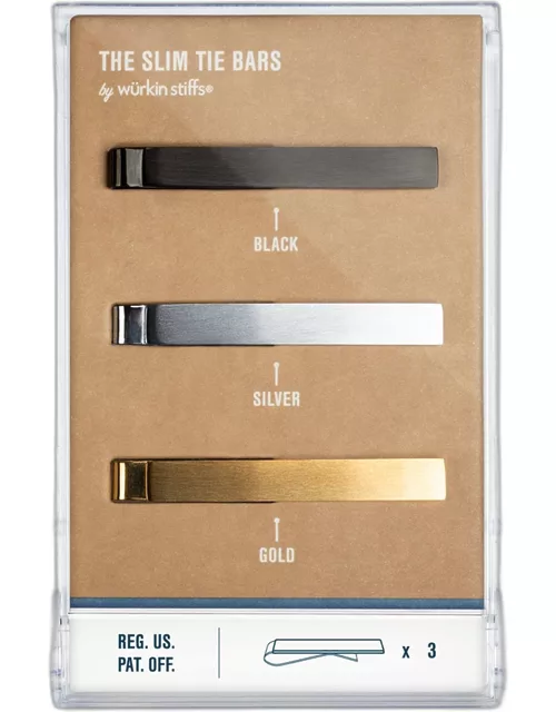 Men's 3-Pack Slim Tie Bar Set, Assorted Color