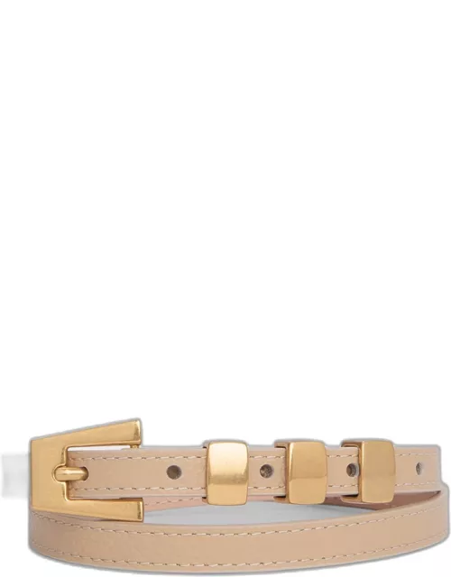 Vic Skinny Grained Calf Leather Belt