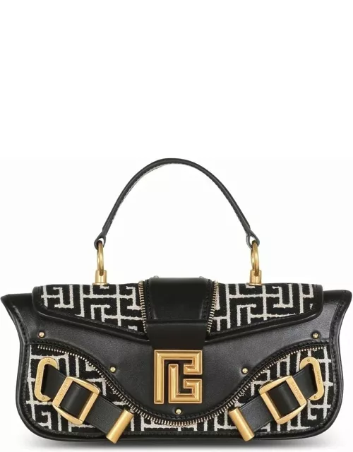 Balmain Baguette Blaze Piuch-box In Leather And Monogram Fabric