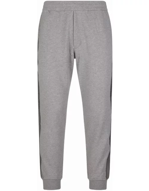 Alexander McQueen Man Grey Joggers With Logoed Band