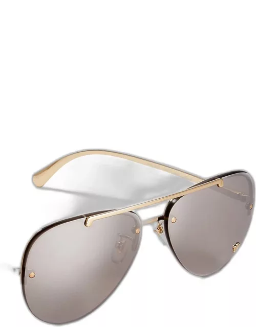 Men's Rimless Metal Aviator Sunglasse