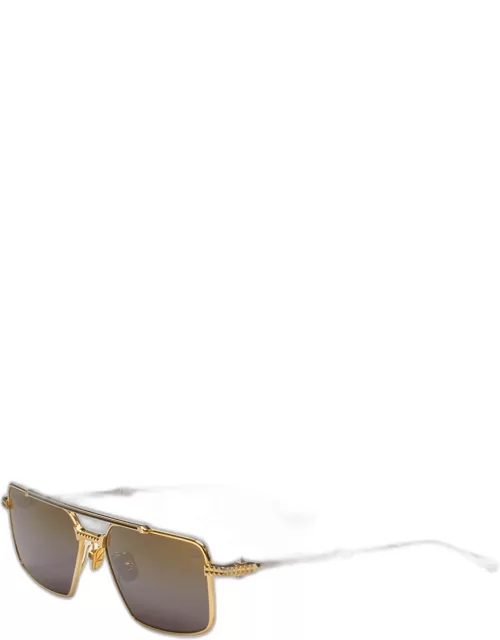 Men's V-SEI Double-Bridge Aviator Sunglasse