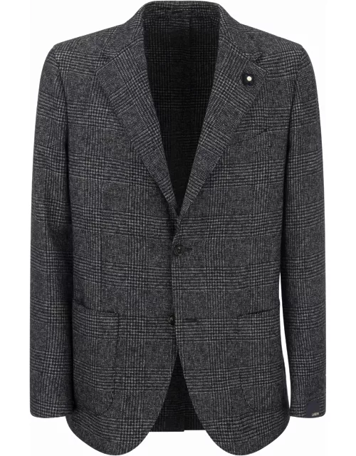 Lardini Prince Of Wales Jacket In Wool Blend