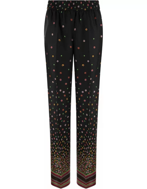 RED Valentino Floral Print Silk Trouser