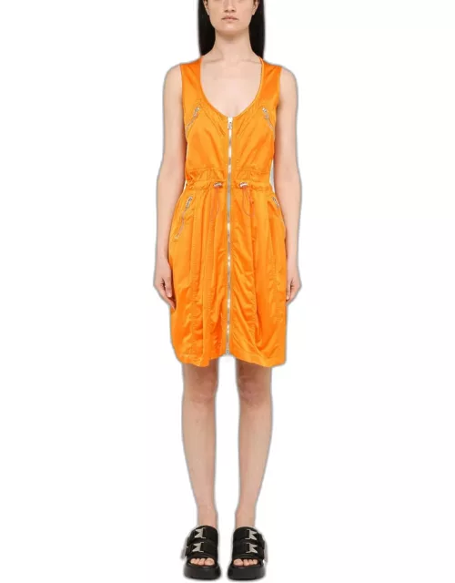 Bottega Veneta Orange Zipped Short Dres
