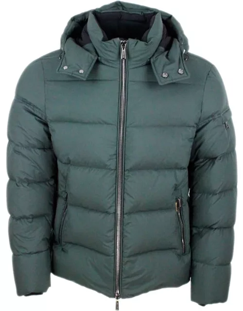 Moorer Goose Down Padded Bomber Jacket With Removable Hood