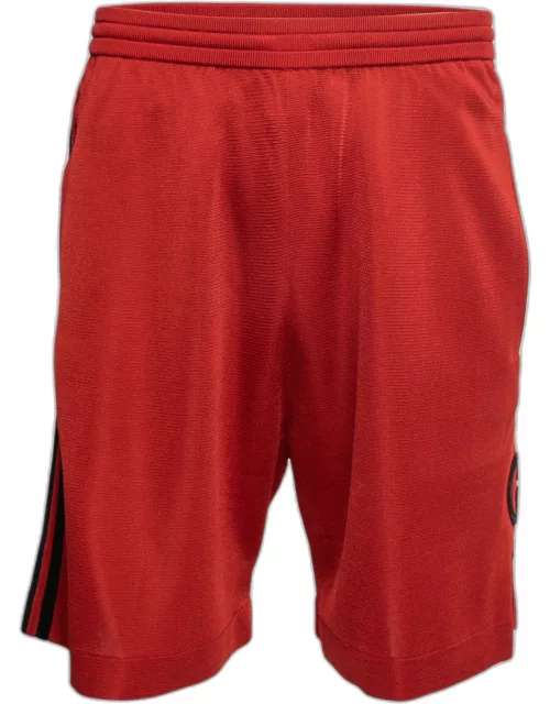 Gucci X adidas Red GG Monogram Knit Bermuda Shorts