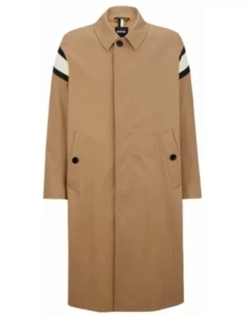 Cotton-blend coat with two-tone stripe details- Beige Men's Formal Coat