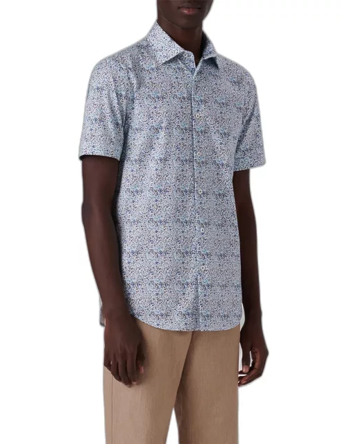 Men's Oooh Cotton Abstract Print Button-Front Shirt