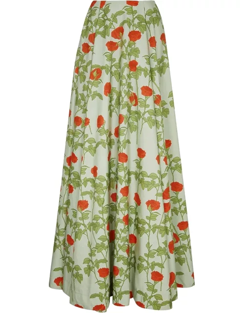 Bernadette Kennedy Floral-print Taffeta Maxi Skirt - Green