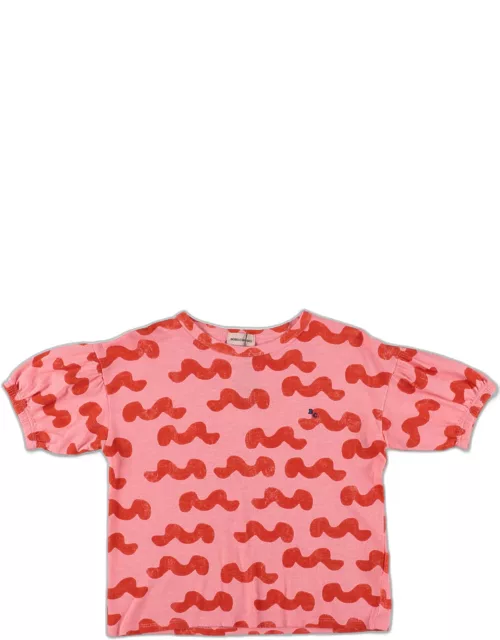 Bobo Choses T-shirt Fucsia E Rossa In Cotone Organico Bambina