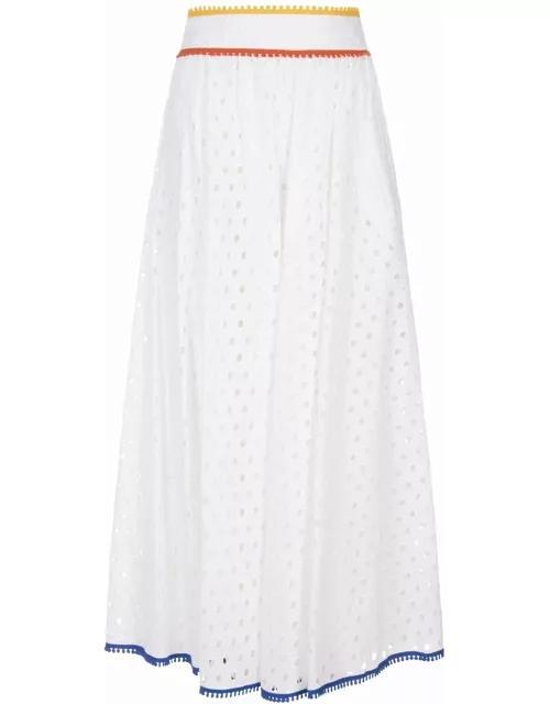 Stella Jean White Sangallo Skirt With Contrasting Detail