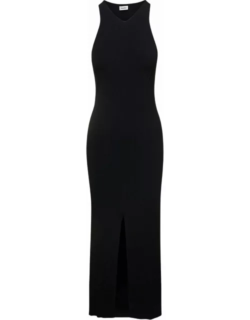Nanushka elia Long Black Dress With Front Split In Viscose Blend Woman