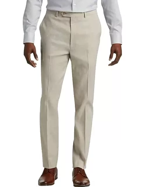 Calvin Klein Slim Fit Men's Suit Separates Linen-Blend Pants Tan Twil