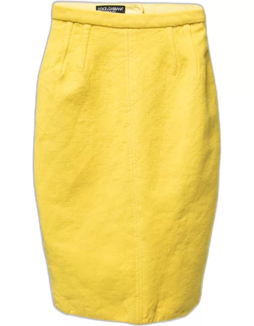Dolce & Gabbana Yellow Wool Pencil Skirt